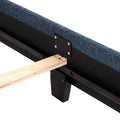 Queen Size Navy Blue Denim Squares Upholstered Platform Bed Box Spring Required Queen Blue Wood Bedroom Contemporary,Modern,Transitional Bed Frame Foam Polyester Polyester