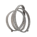 Sculpture With Metal Interconnected Ring Design, Silver Silver Metal