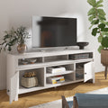 Modern 75 Inch Tv Stand Conosle For Tvs 85 Inches, No Assembly Required, White Finish White White Primary Living Space 75 Inches 80 89 Inches Contemporary,Modern Poplar 85 Inches Wood