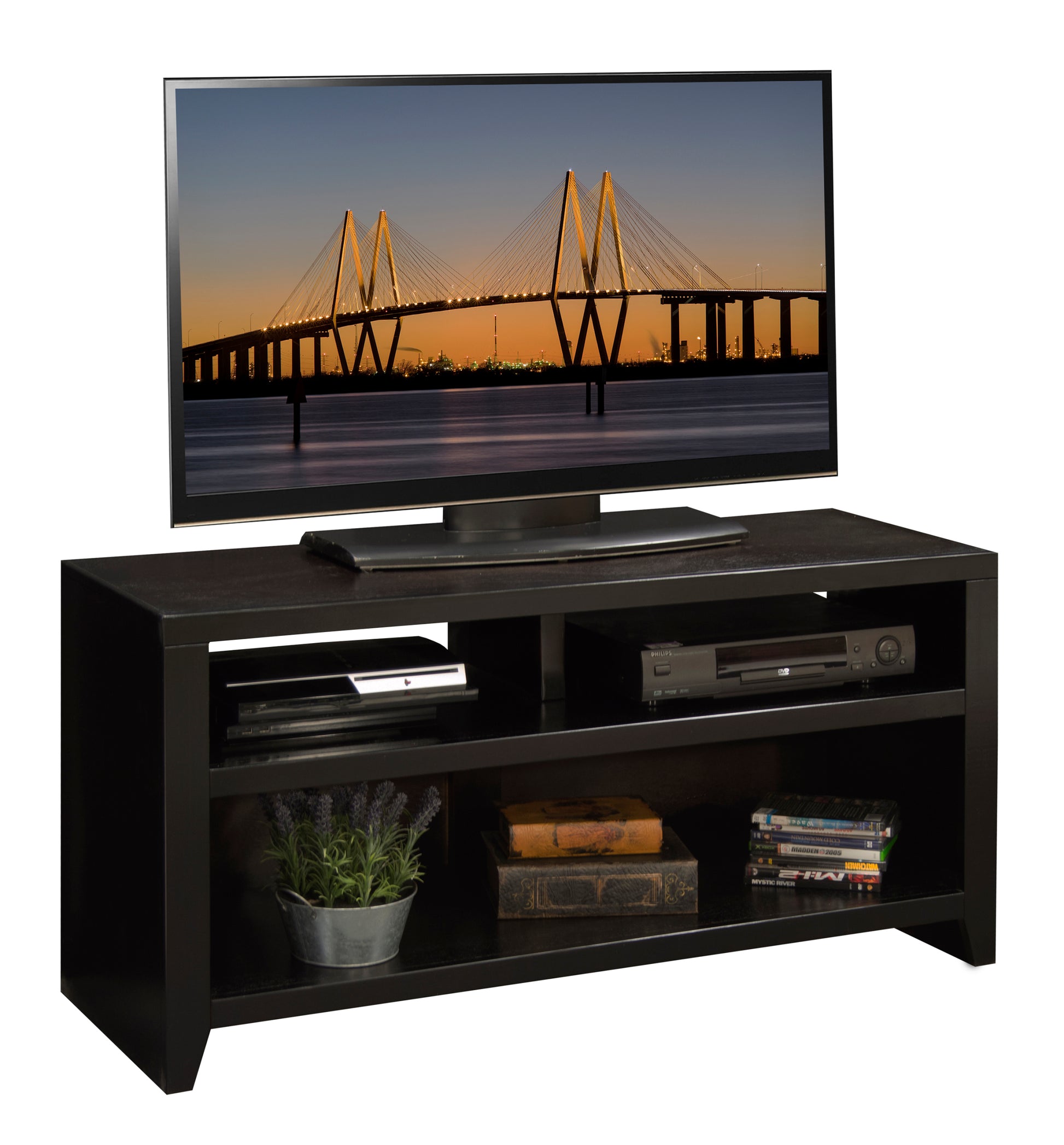 Urban Loft 48 Inch Tv Stand For Tvs Up To 55 Inches, No Assembly Required, Mocha Finish Brown Espresso Primary Living Space 55 Inches 50 59 Inches Contemporary,Modern,Transitional Poplar 55 Inches Wood