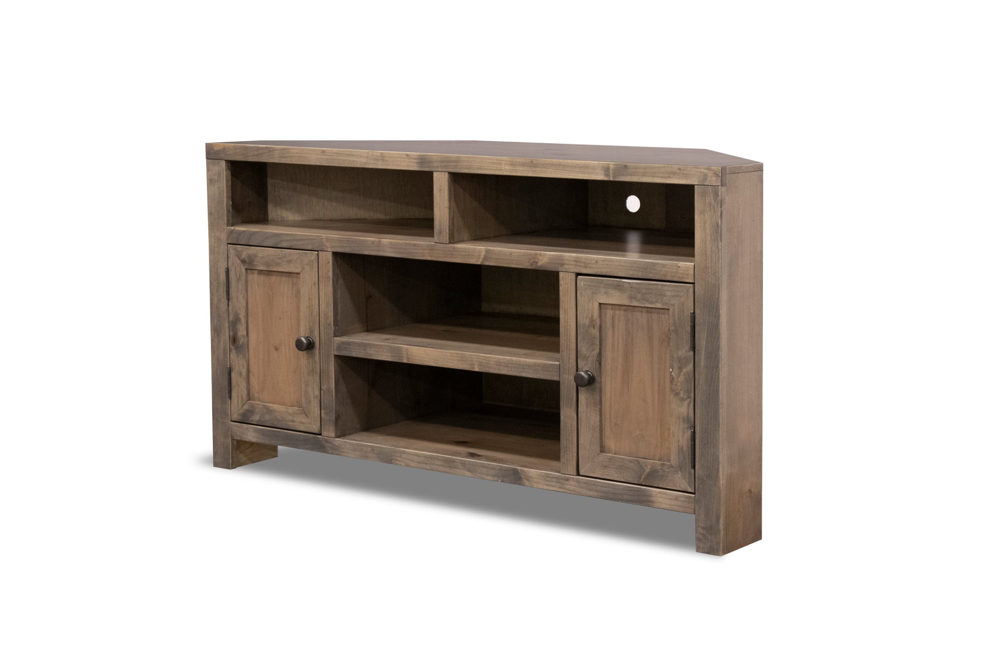 Joshua Creek 52 Inch Corner Tv Stand For Tvs Up To 55 Inches, No Assembly Required, Barnwood Finish Brown Brown Primary Living Space 50 59 Inches 50 59 Inches Rustic,Transitional Alder 55 Inches Wood