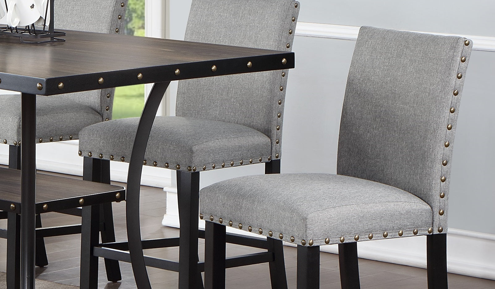 Grey Fabric Modern Set of 2pcs Dining Chairs Plush gray-dining