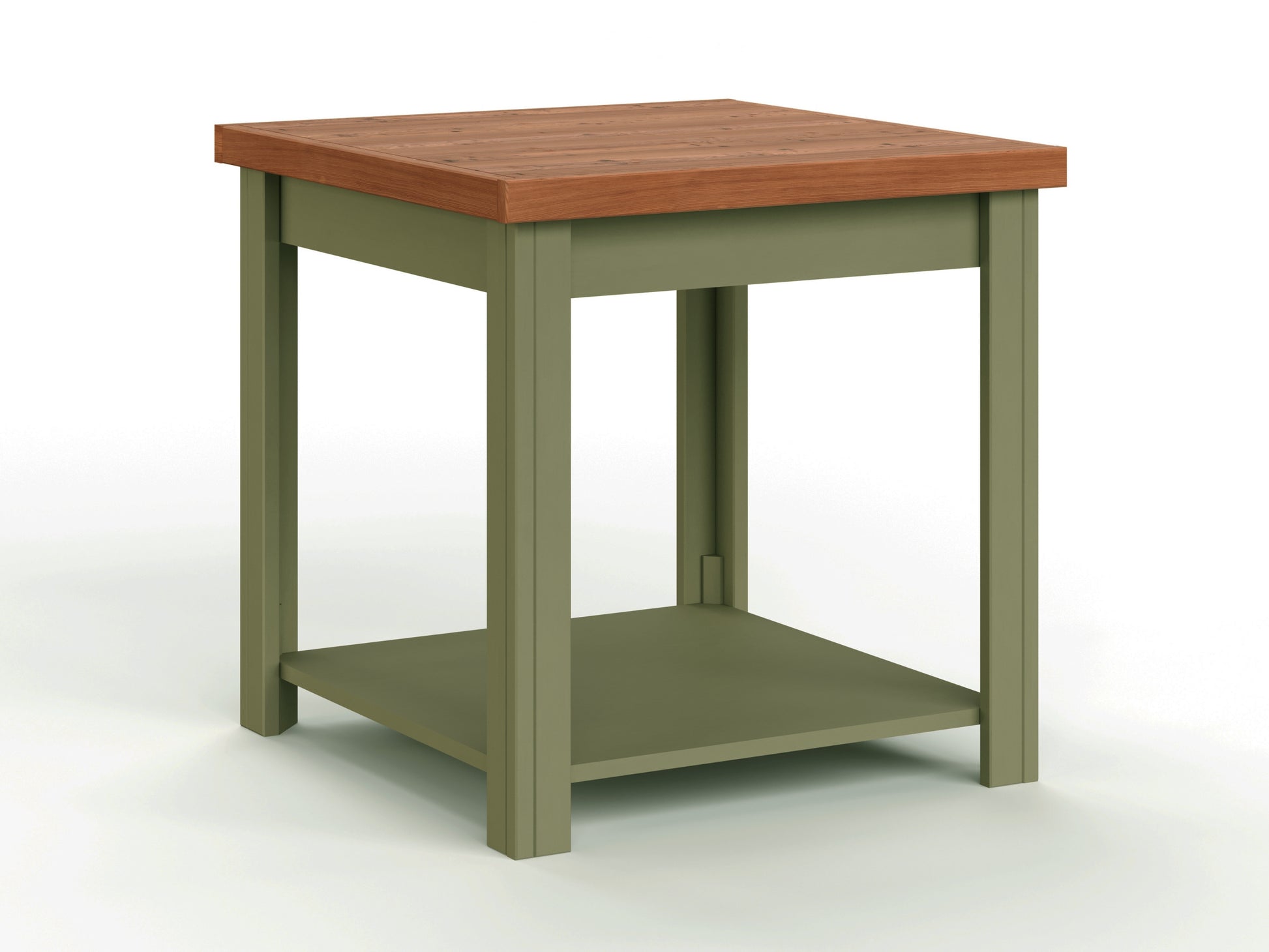 Vineyard 24 Inch Side Table, No Assembly Required, Sage Green And Fruitwood Finish Green Primary Living Space Coastal,Farmhouse Square Shelves Coffee & End Tables Wood