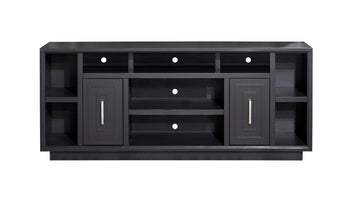 Sunset 83 Inch Tv Stand Console For Tvs Up To 95 Inches, No Assembly Required, Black Finish Black Primary Living Space 90 Inches Or Larger 90 Inches Or Larger Contemporary,Modern Poplar 85 Inches Wood