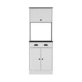 Pantry Cabinet Microwave Stand Warden, Kitchen, White Black White Black Particle Board Engineered Wood