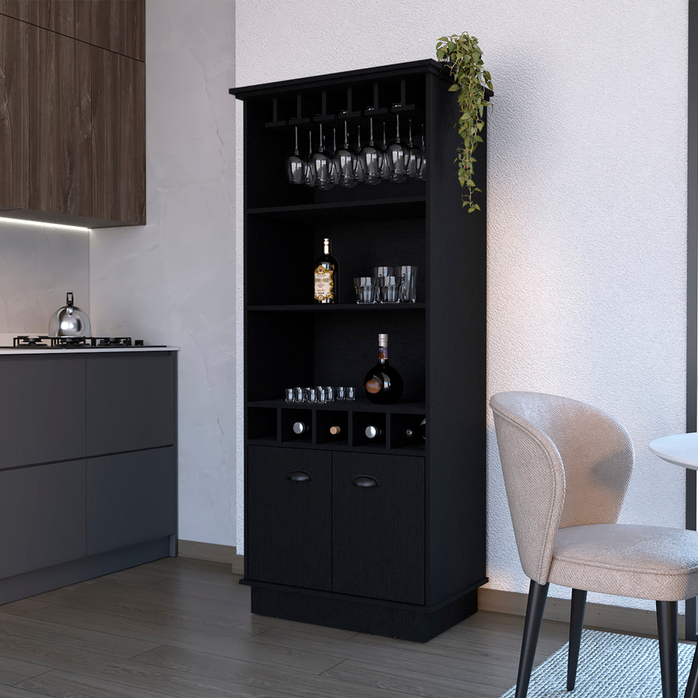 Bar Cabinet Taholah, Living Room, Black Black Particle Board Engineered Wood