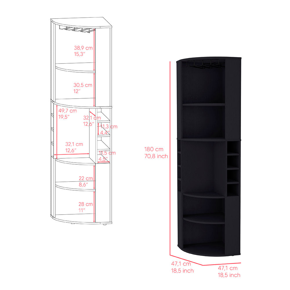 Bar Cabinet Jansen, Living Room, Black Black Particle Board Engineered Wood