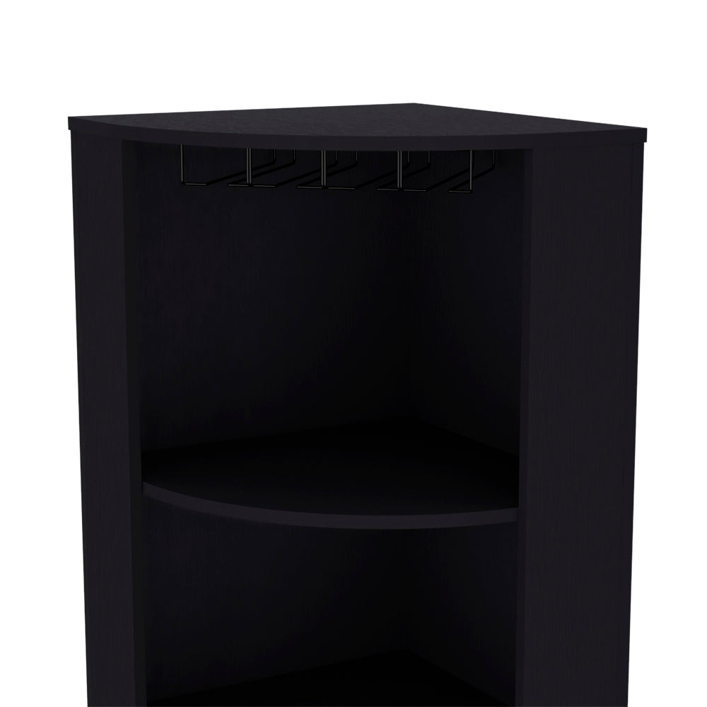 Bar Cabinet Jansen, Living Room, Black Black Particle Board Engineered Wood