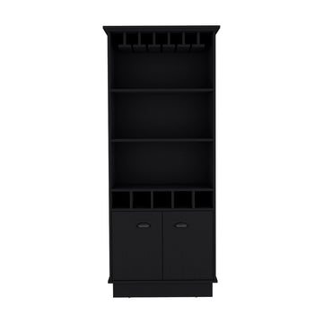 Bar Cabinet Taholah, Living Room, Black Black Particle Board Engineered Wood