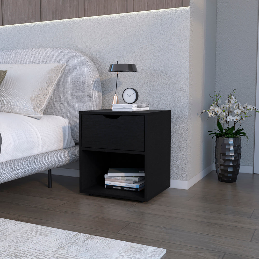 Nightstand Altheimer, Bedroom, Black Black Particle Board Engineered Wood