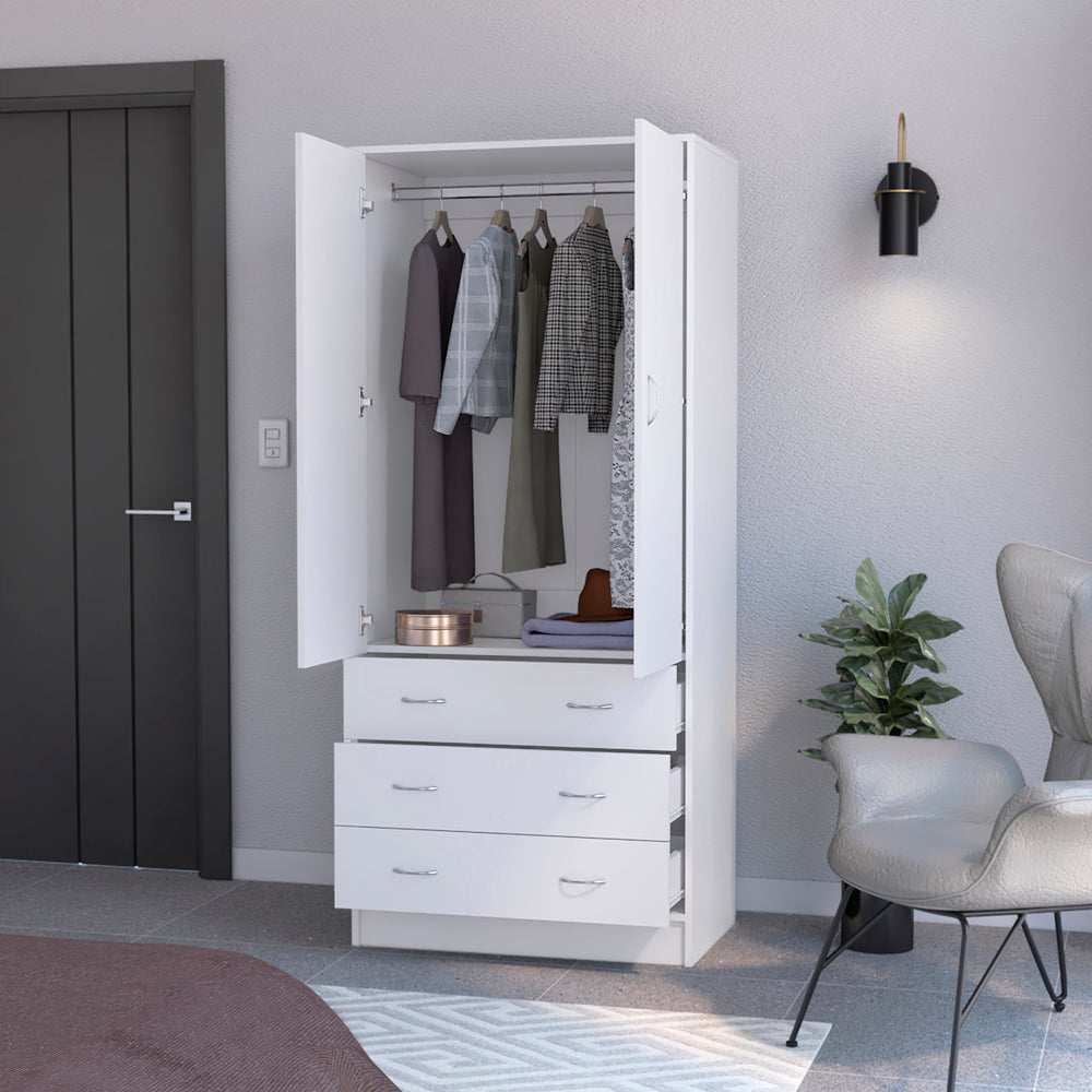 Armoire Ramey, Bedroom, White White Particle Board Engineered Wood