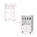 Bar Cart Kinsley, Living Room, White White Particle Board Engineered Wood