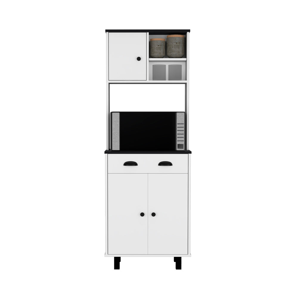 Kitchen Pantry Naomi, Kitchen, White Black White Black Particle Board Engineered Wood