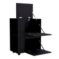 Bar Cart Belleville, Living Room, Black Black Particle Board Engineered Wood