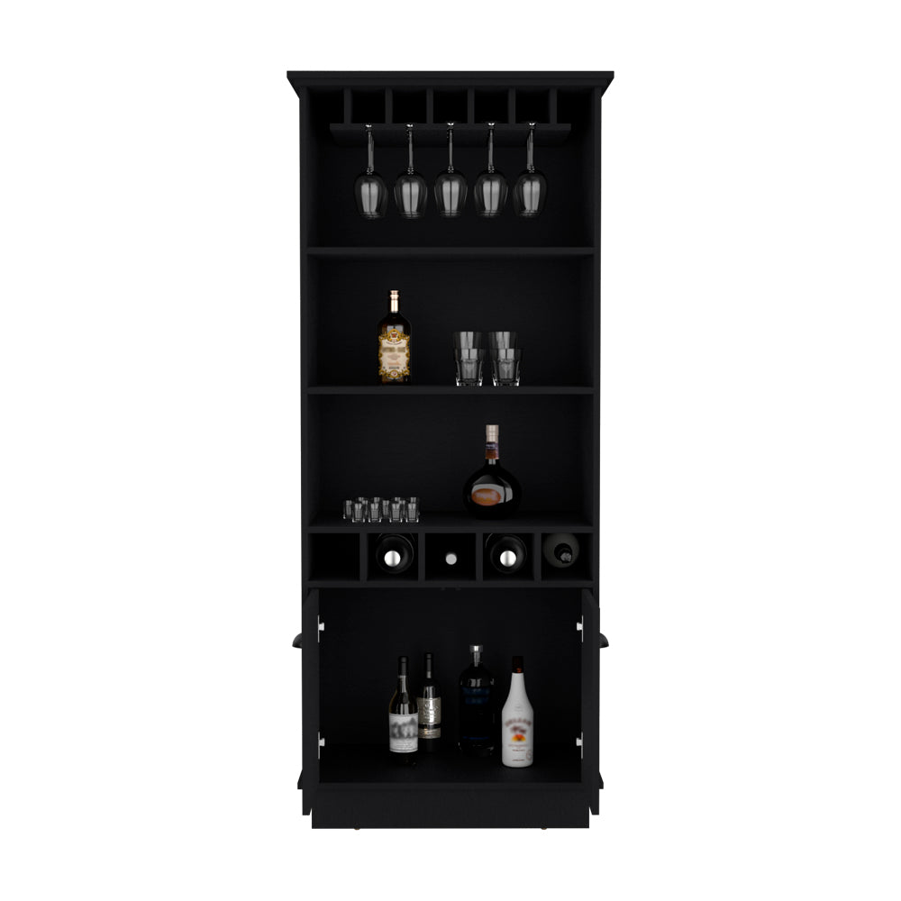 Bar Cabinet Taholah, Living Room, Black Black Particle Board Engineered Wood