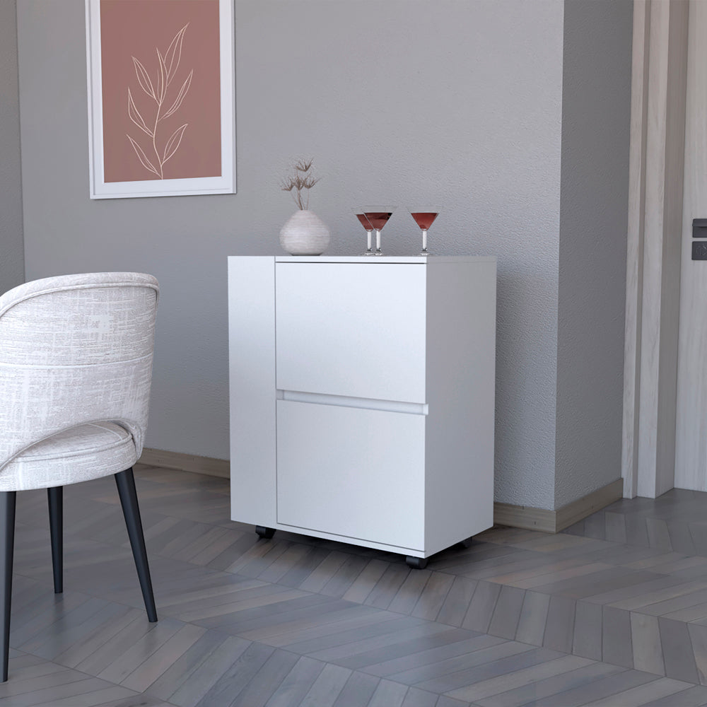 Bar Cart Belleville, Living Room, White White Particle Board Engineered Wood