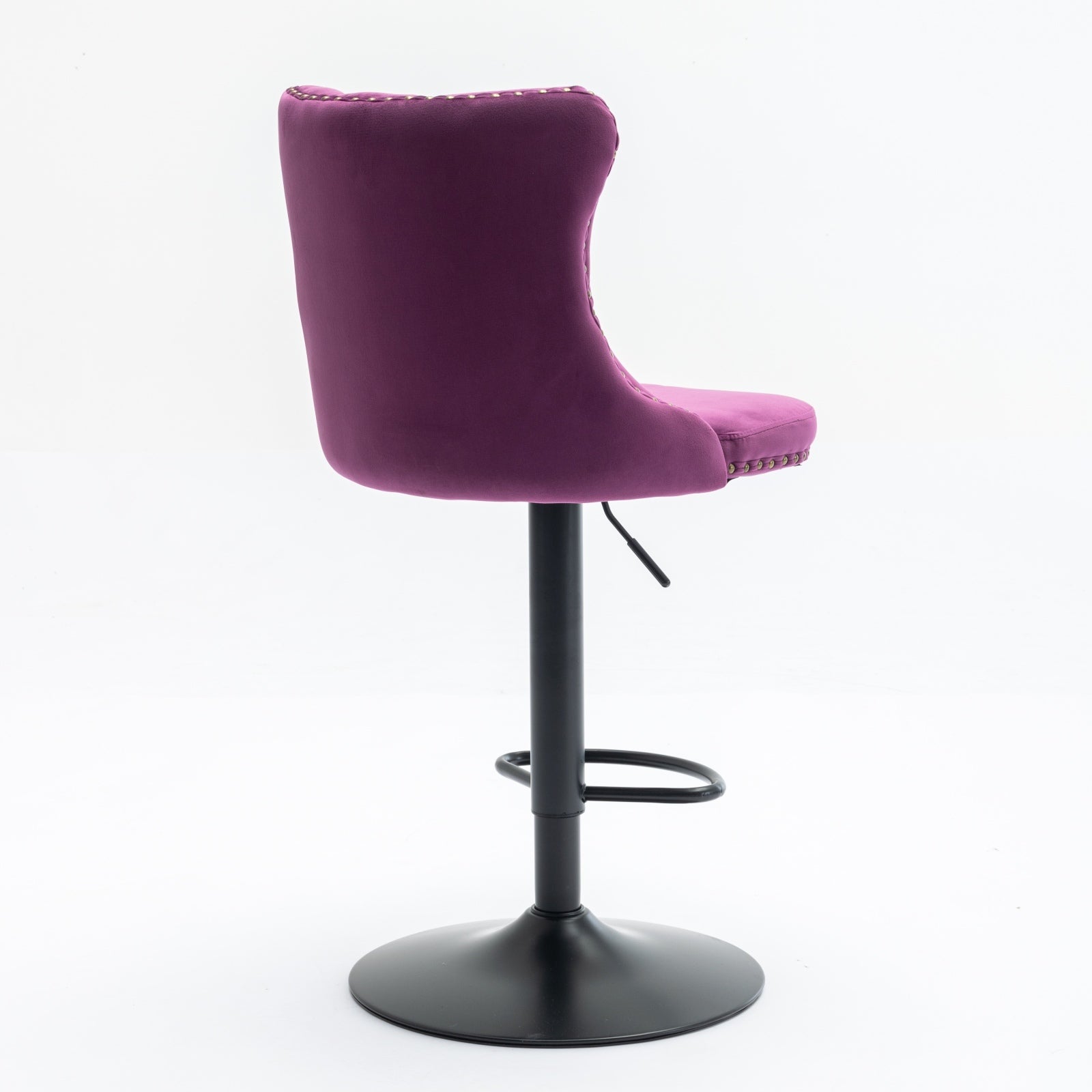 Swivel Velvet Barstools Adjusatble Seat Height From 25 33 Inch,17.7Inch Base, Modern Upholstered Bar Stools With Backs Comfortable Tufted For Home Pub And Kitchen Island,Purple,Set Of 2,Sw1812Pp Purple American Design Foam Velvet