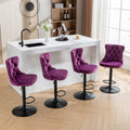 Swivel Velvet Barstools Adjusatble Seat Height From 25 33 Inch,17.7Inch Base, Modern Upholstered Bar Stools With Backs Comfortable Tufted For Home Pub And Kitchen Island,Purple,Set Of 2,Sw1812Pp Purple American Design Foam Velvet