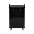 Bar Cart Kinsley, Living Room, Black Black Particle Board Engineered Wood