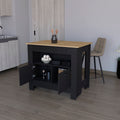 Kitchen Island Geneva, Black Macadamia Multicolor Particle Board Engineered Wood