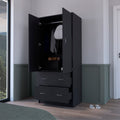 Armoire Edie, Bedroom, Black Black Particle Board Engineered Wood