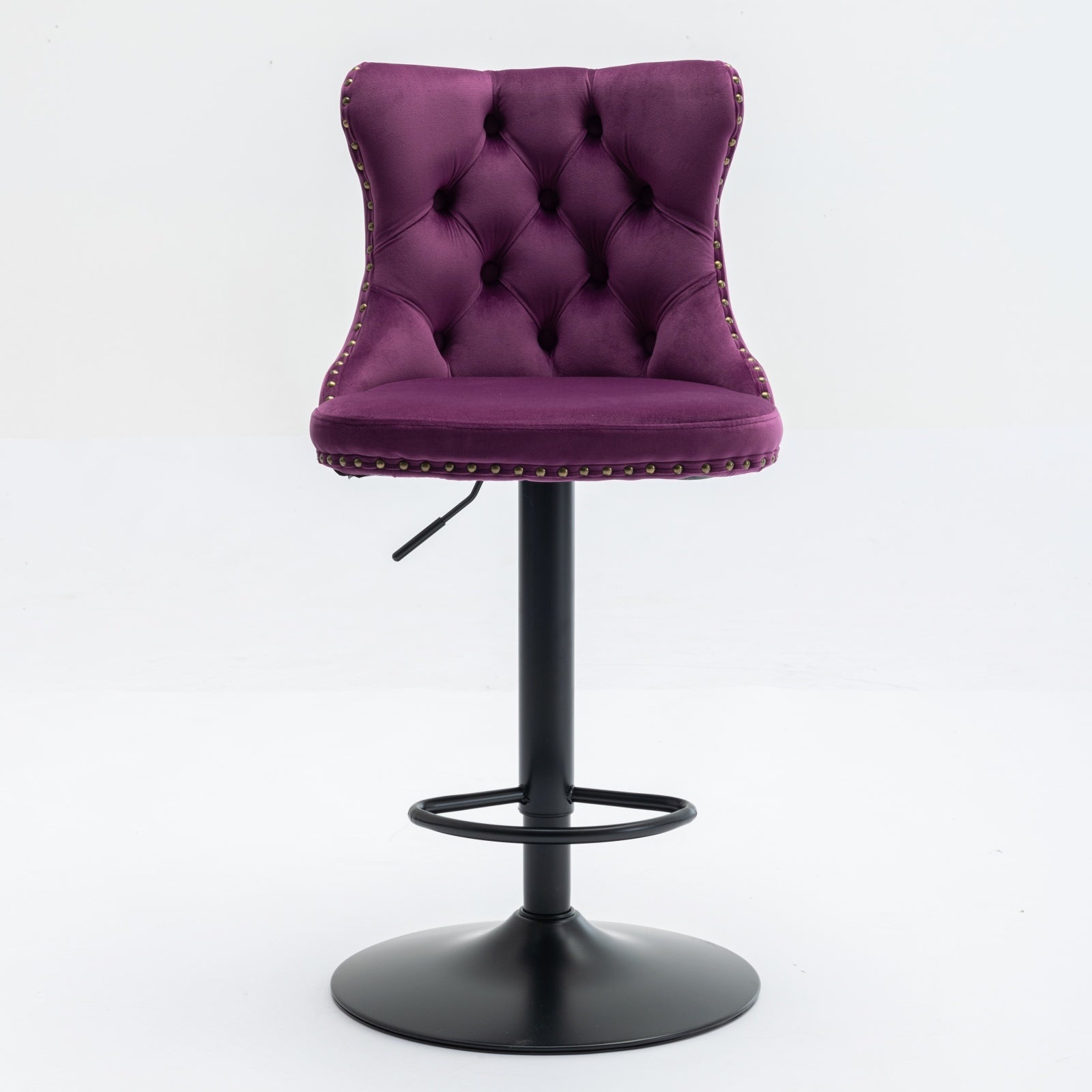 Swivel Velvet Barstools Adjusatble Seat Height From 25 33 Inch,17.7Inch Base, Modern Upholstered Bar Stools With Backs Comfortable Tufted For Home Pub And Kitchen Island,Purple,Set Of 2,Sw1812Pp Purple American Design Foam Velvet