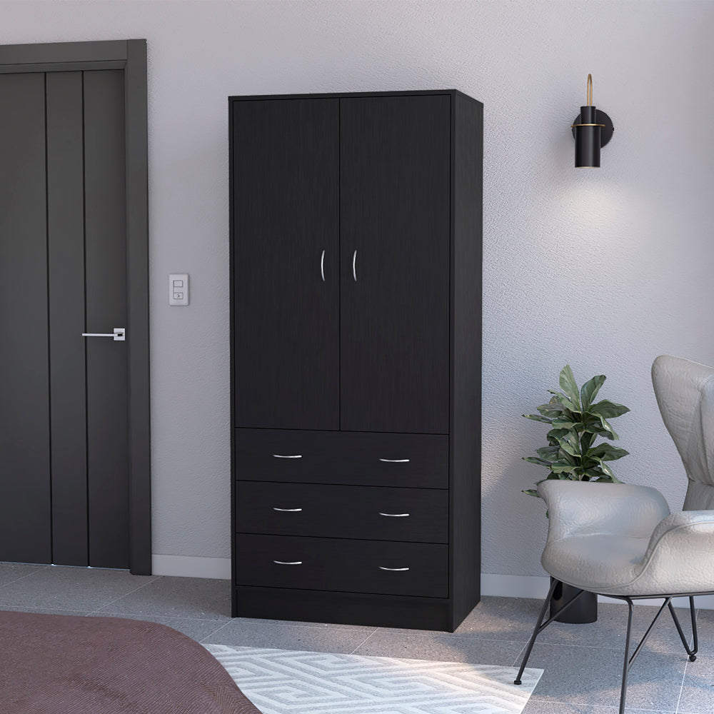 Armoire Ramey, Bedroom, Black Black Particle Board Engineered Wood