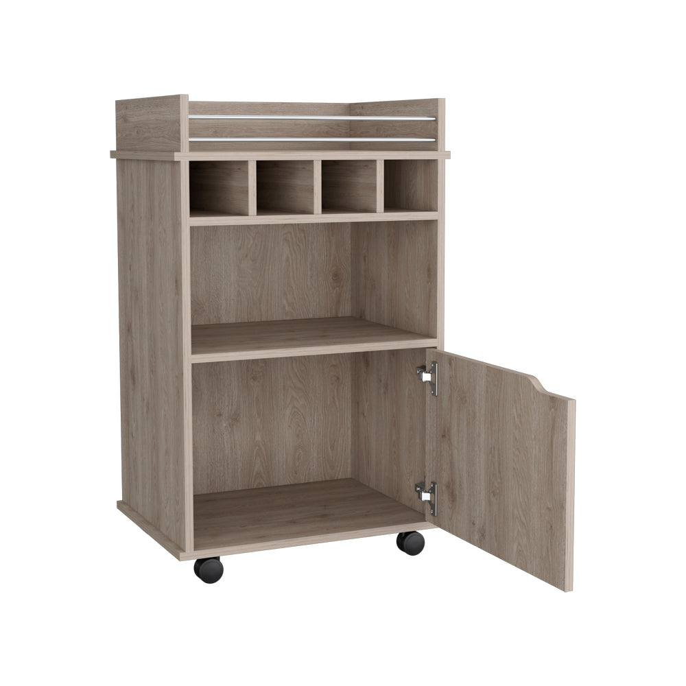 Bar Cart Kinsley, Living Room, Light Pine Beige Particle Board Engineered Wood