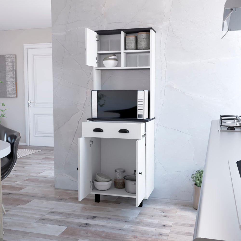 Kitchen Pantry Naomi, Kitchen, White Black White Black Particle Board Engineered Wood