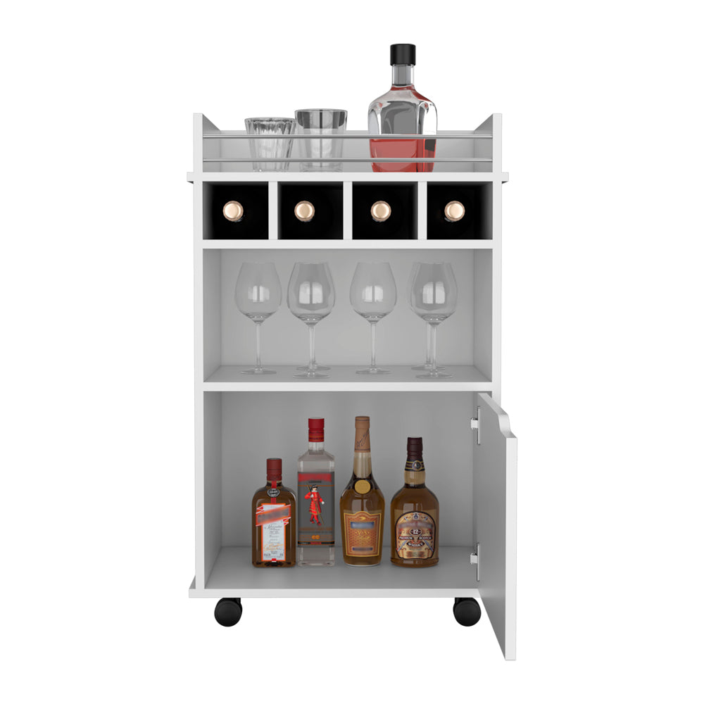 Bar Cart Kinsley, Living Room, White White Particle Board Engineered Wood