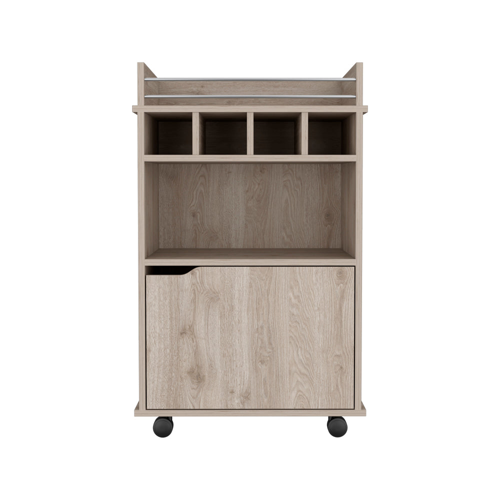 Bar Cart Kinsley, Living Room, Light Pine Beige Particle Board Engineered Wood