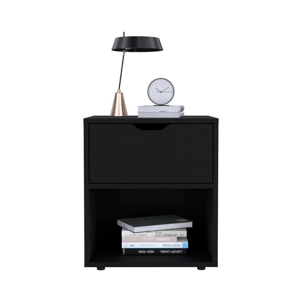 Nightstand Altheimer, Bedroom, Black Black Particle Board Engineered Wood