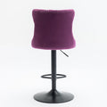 Swivel Velvet Barstools Adjusatble Seat Height From 25 33 Inch,17.7Inch Base, Modern Upholstered Bar Stools With Backs Comfortable Tufted For Home Pub And Kitchen Island,Purple,Set Of 2,Sw1812Pp Purple American Design Foam Velvet