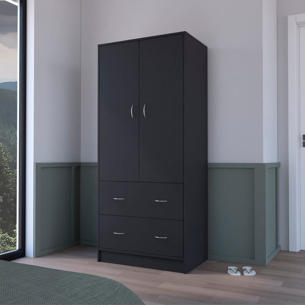 Armoire Edie, Bedroom, Black Black Particle Board Engineered Wood