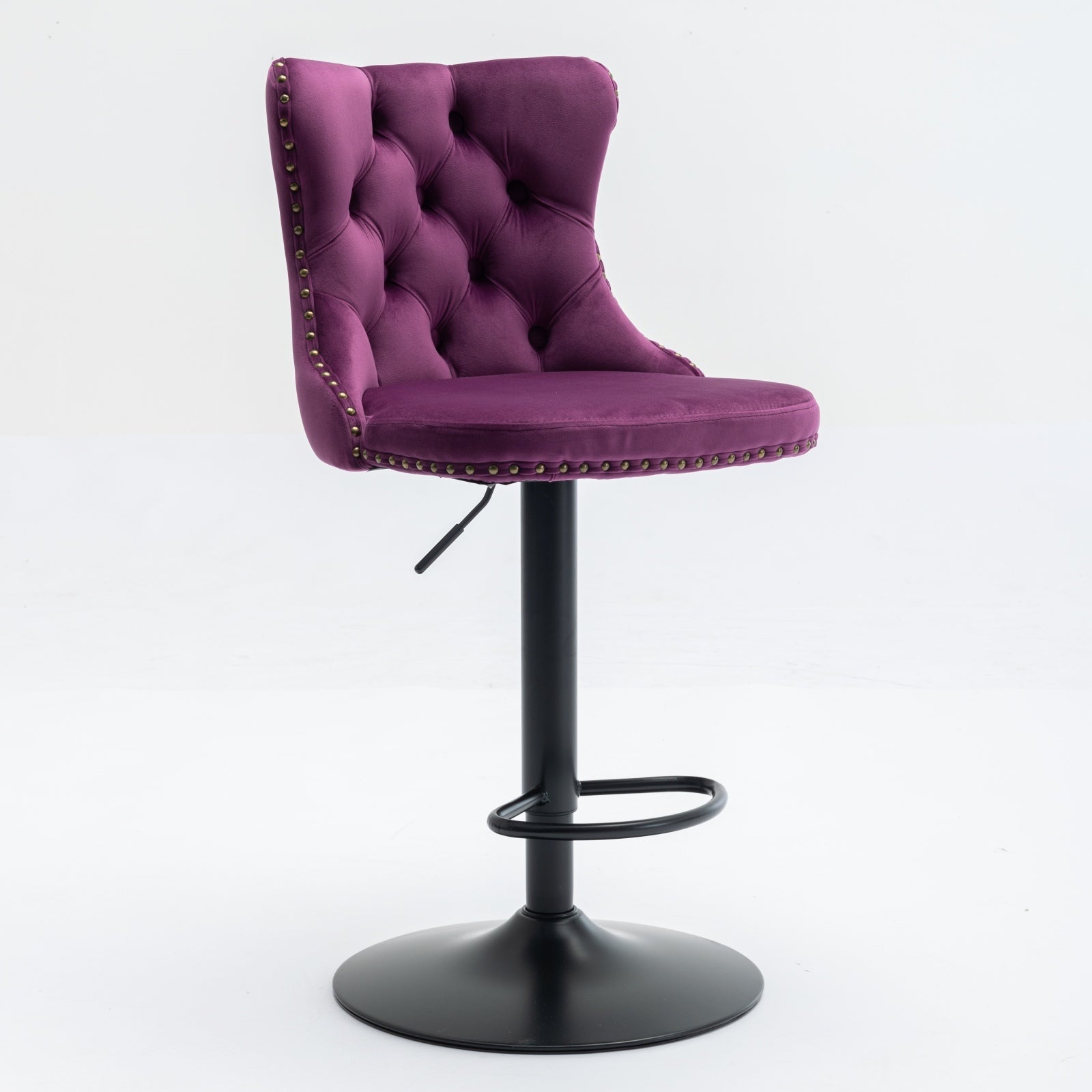 Swivel Velvet Barstools Adjusatble Seat Height From 25 33 Inch,17.7Inch Base, Modern Upholstered Bar Stools With Backs Comfortable Tufted For Home Pub And Kitchen Island,Purple,Set Of 2,Sw1812Pp Purple American Design Foam Velvet