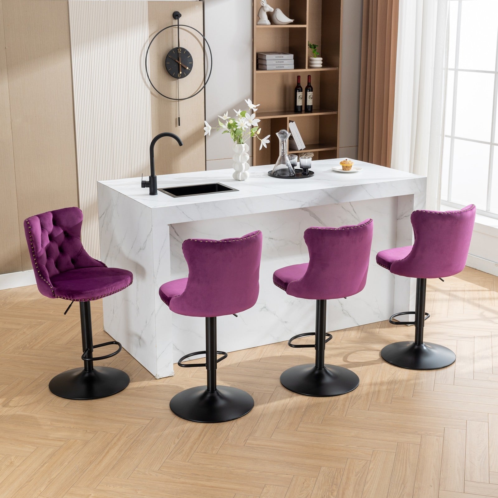 Swivel Velvet Barstools Adjusatble Seat Height From 25 33