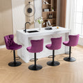 Swivel Velvet Barstools Adjusatble Seat Height From 25 33 Inch,17.7Inch Base, Modern Upholstered Bar Stools With Backs Comfortable Tufted For Home Pub And Kitchen Island,Purple,Set Of 2,Sw1812Pp Purple American Design Foam Velvet