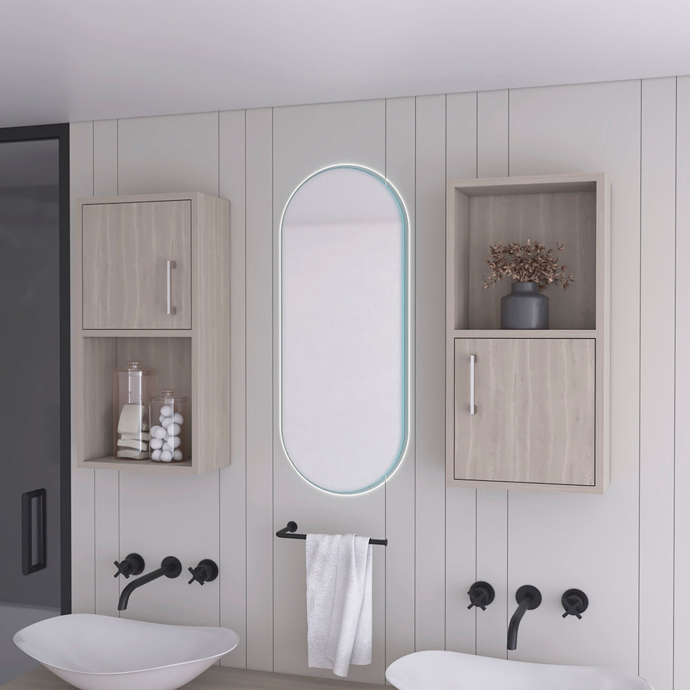 Medicine Cabinet Florence, Bathroom, White Oak Multicolor Particle Board Engineered Wood