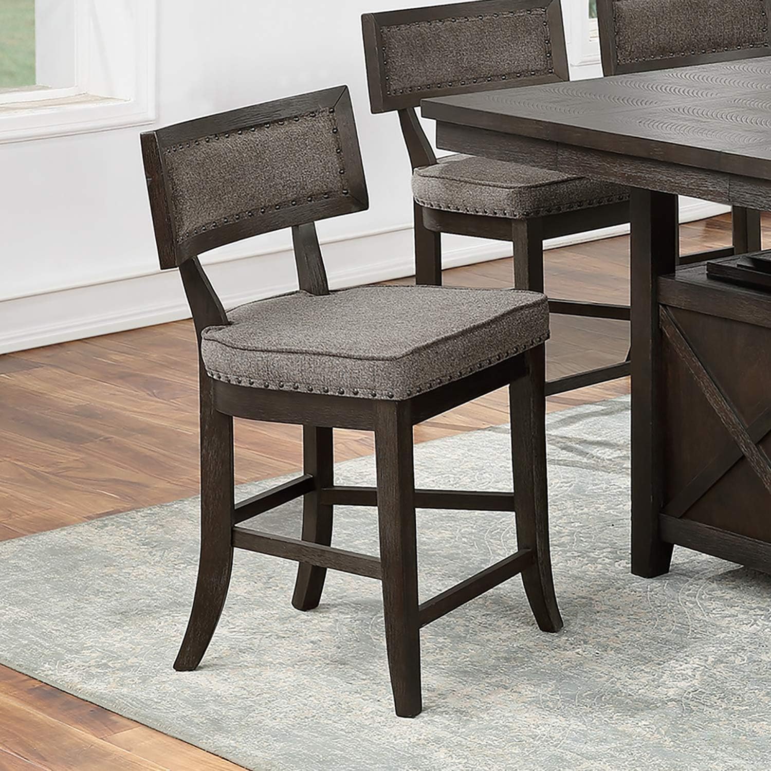 Dining Room Furniture Counter Height Dining Table W Side Shelves Rustic Espresso 5Pc Dining Set Table And 4X High Chairs Unique Design Back Wood Wood Espresso Seats 4 Espresso Wood Dining Room Solid Wood Contemporary,Modern,Transitional Rubberwood