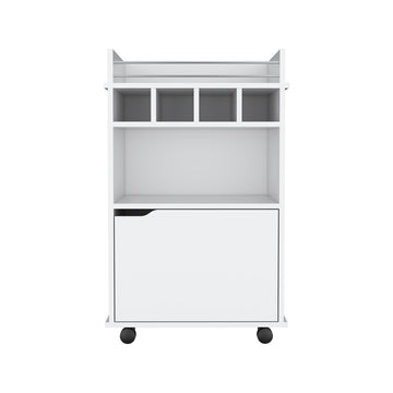 Bar Cart Kinsley, Living Room, White White Particle Board Engineered Wood