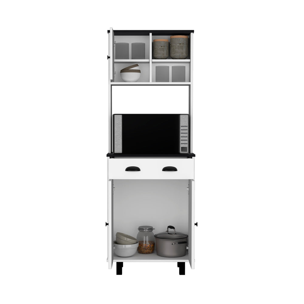 Kitchen Pantry Naomi, Kitchen, White Black White Black Particle Board Engineered Wood