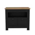 Kitchen Island Geneva, Black Macadamia Multicolor Particle Board Engineered Wood