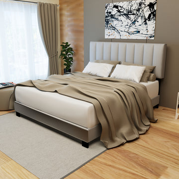 Gray Queen Size Adjustable Upholstered Bed Frame, Vintage Style And Clean Line Design, Popular Style Box Spring Not Required Queen Gray Wood Espresso Bedroom American Design,Minimalist,Modern,Ultra Modern Rubberwood Adjustable Bedbase Fiber Foam And