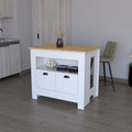 Kitchen Island Geneva, White Macadamia Multicolor Particle Board Engineered Wood