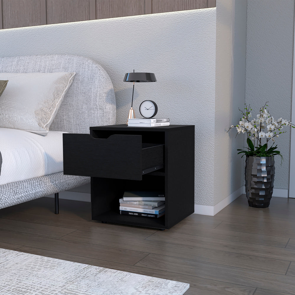 Nightstand Altheimer, Bedroom, Black Black Particle Board Engineered Wood