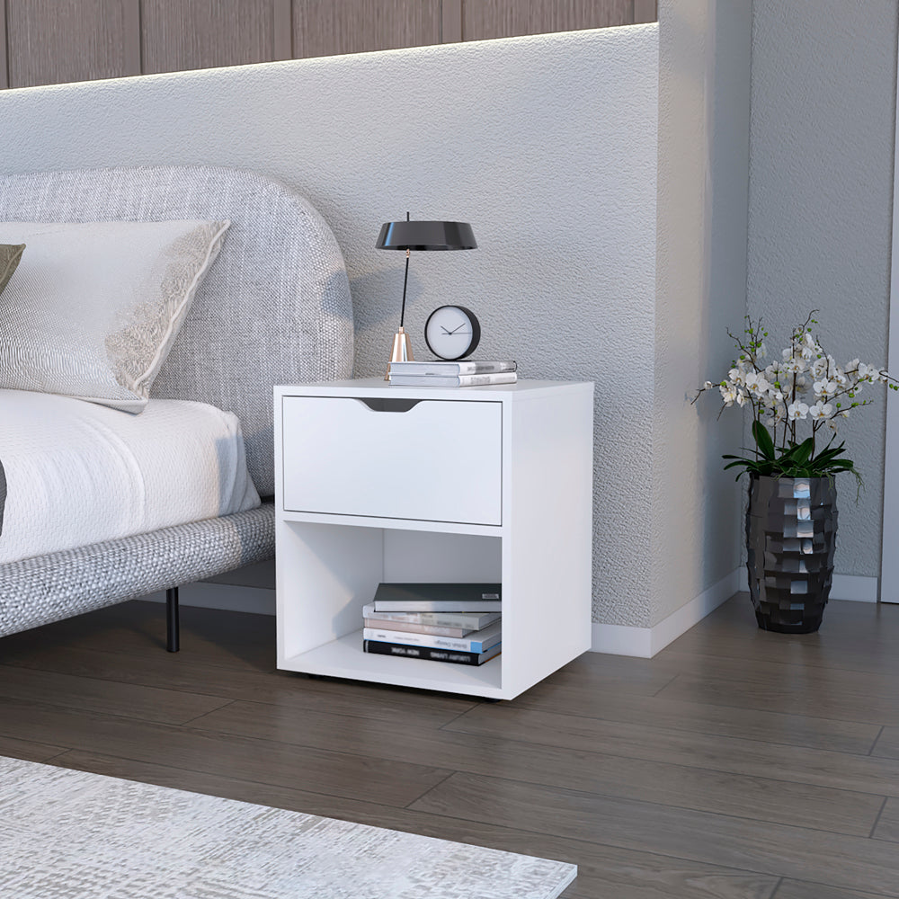 Nightstand Altheimer, Bedroom, White White Particle Board Engineered Wood