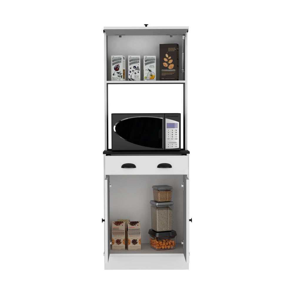 Pantry Cabinet Microwave Stand Warden, Kitchen, White Black White Black Particle Board Engineered Wood