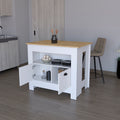 Kitchen Island Geneva, White Macadamia Multicolor Particle Board Engineered Wood