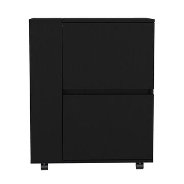 Bar Cart Belleville, Living Room, Black Black Particle Board Engineered Wood