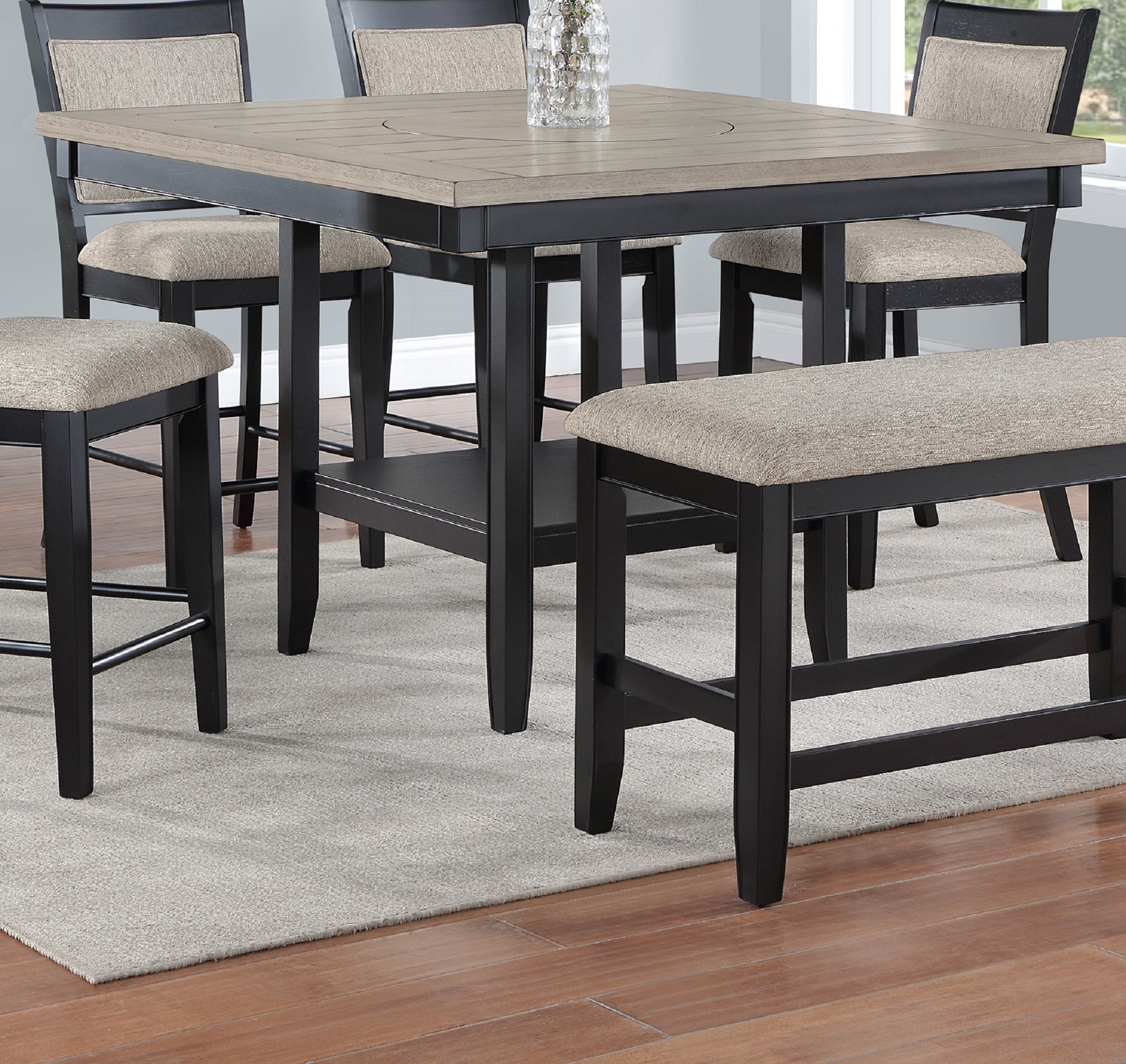 1pc Contemporary Transitional Counter Height Dining brown+light gray-dining